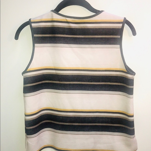 |Zara| Green Yellow Ivory Striped Sleeveless Top - Picture 3 of 4